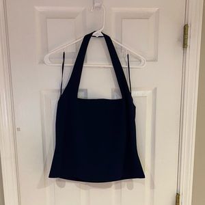 EXPRESS navy blue halter top with square neck - NWT; size Large